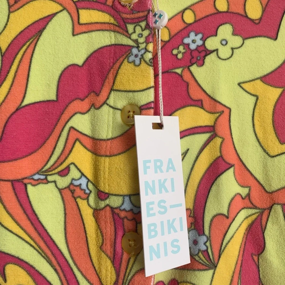 FRANKIES BIKINIS Neon Cheri Terry Cardigan size small